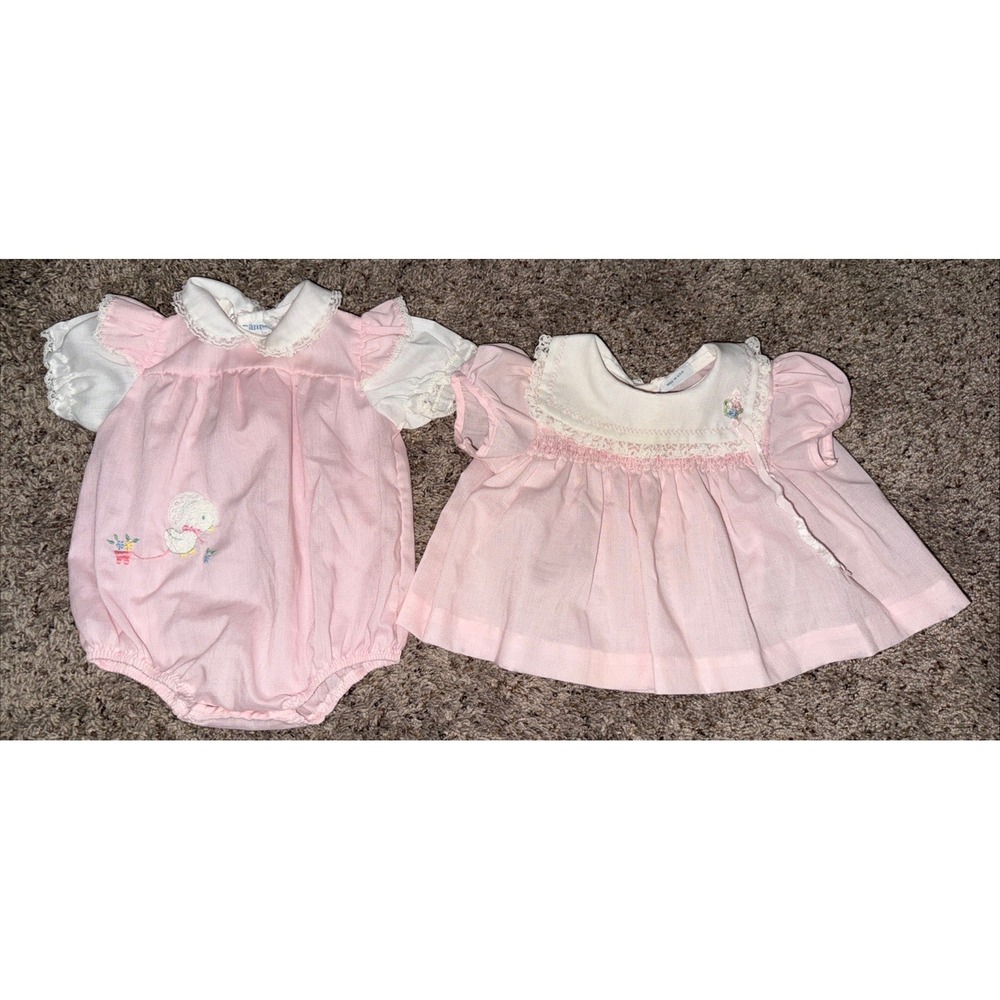 Vintage Nannette Frilly Lace Baby Dress & Romper Cover‎ Outfits No Size Tags